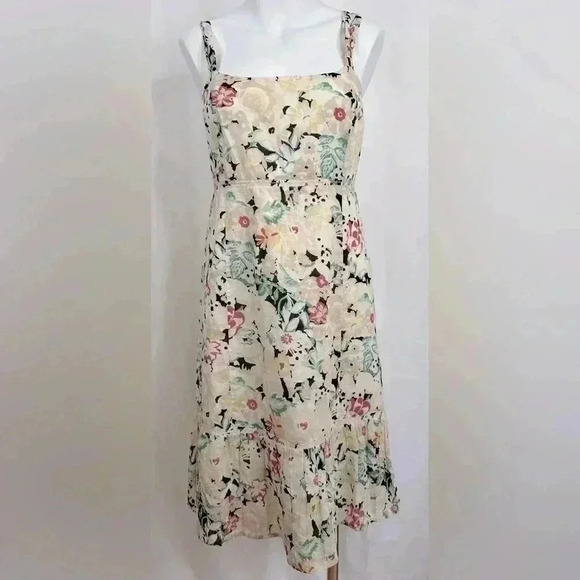 Halogen Women’s Romantic Floral Print Cotton Midi Dress Empire Waist Size L - Picture 3 of 14
